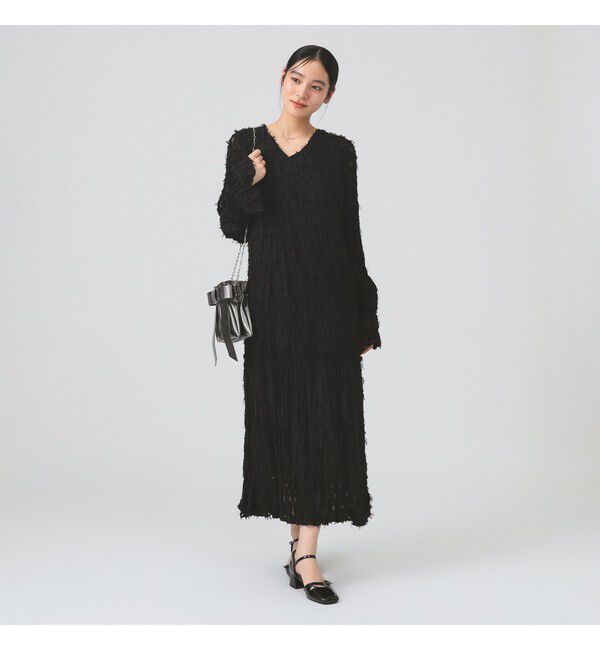 Ray BEAMS 「フリンジ ジャカード クリンクル ワンピース」|ワンピース|