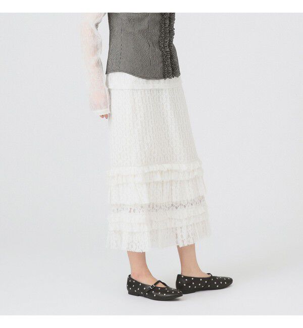 Ray BEAMS 「カット レース ティアード ヘム スカート」|スカート|OFF WHITE