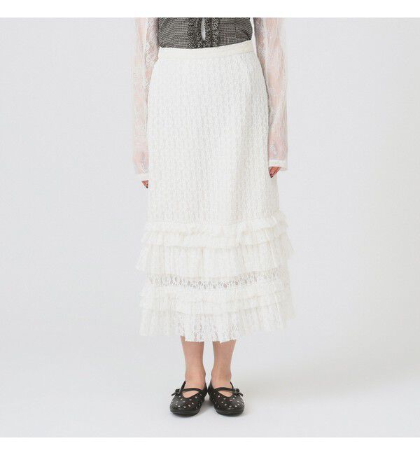 Ray BEAMS 「カット レース ティアード ヘム スカート」|スカート|