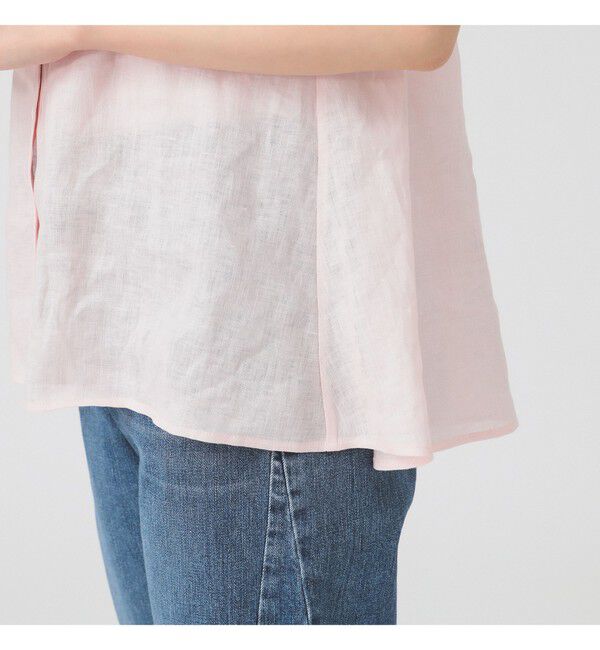 Ray BEAMS 「リネン スタンドカラー フレンチスリーブ シャツ」|シャツ・ブラウス|