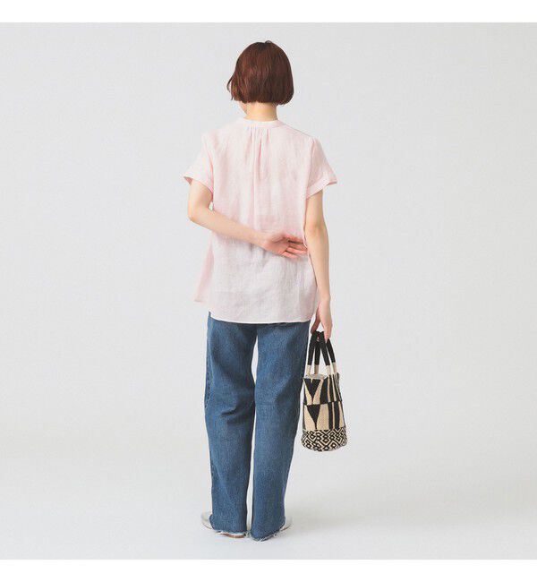 Ray BEAMS 「リネン スタンドカラー フレンチスリーブ シャツ」|シャツ・ブラウス|