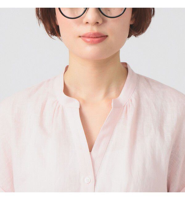 Ray BEAMS 「リネン スタンドカラー フレンチスリーブ シャツ」|シャツ・ブラウス|