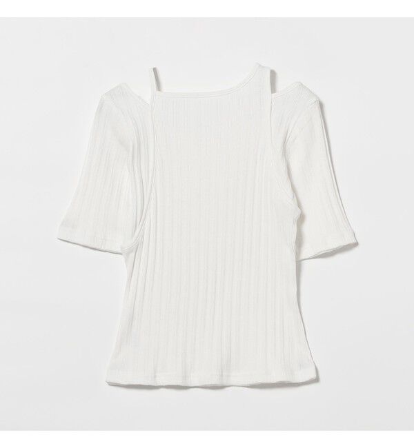 Ray BEAMS 「RIB キリカエ アシメネック Tシャツ」|Tシャツ・カットソー|