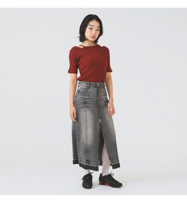 Ray BEAMS 「RIB キリカエ アシメネック Tシャツ」|Tシャツ・カットソー|