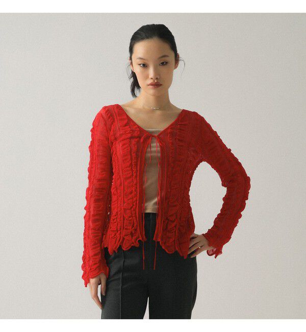 Ray BEAMS 「メッシュ ストライプ カーディガン」|カーディガン|