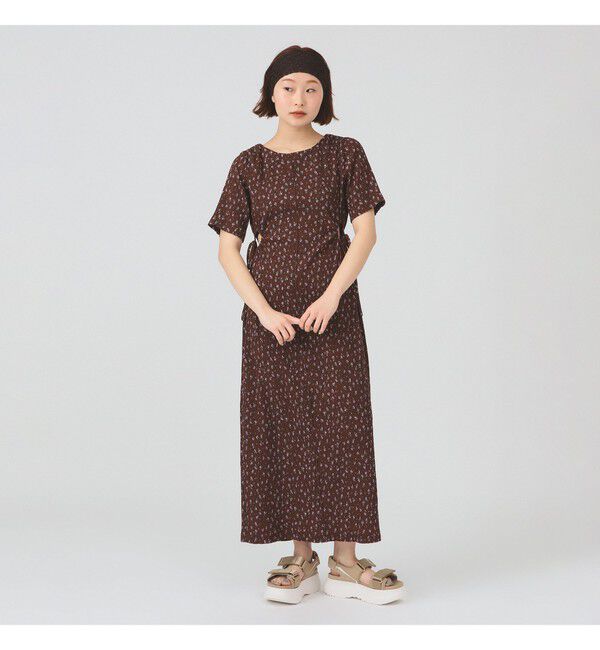 Ray BEAMS 「フラワー プリント カットアウト ワンピース」|ワンピース|BROWN