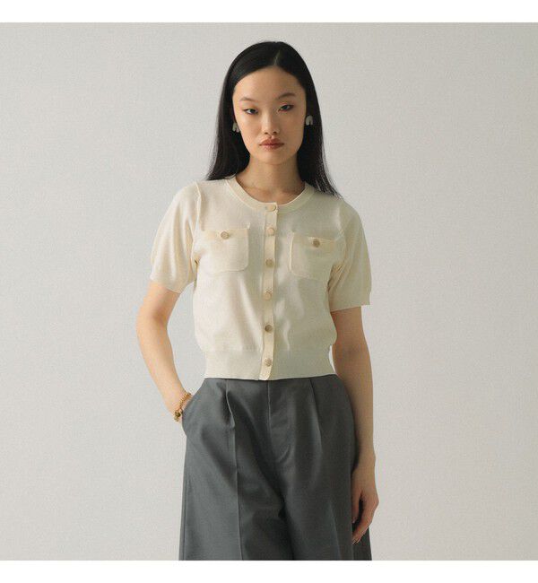 Ray BEAMS 「メタルボタン ハーフスリーブ カーディガン」|ニット・セーター|OFF WHITE