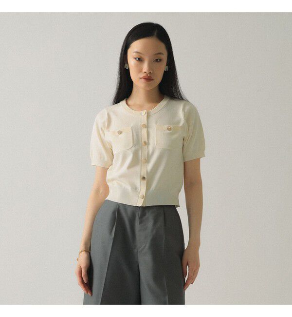 Ray BEAMS 「メタルボタン ハーフスリーブ カーディガン」|ニット・セーター|