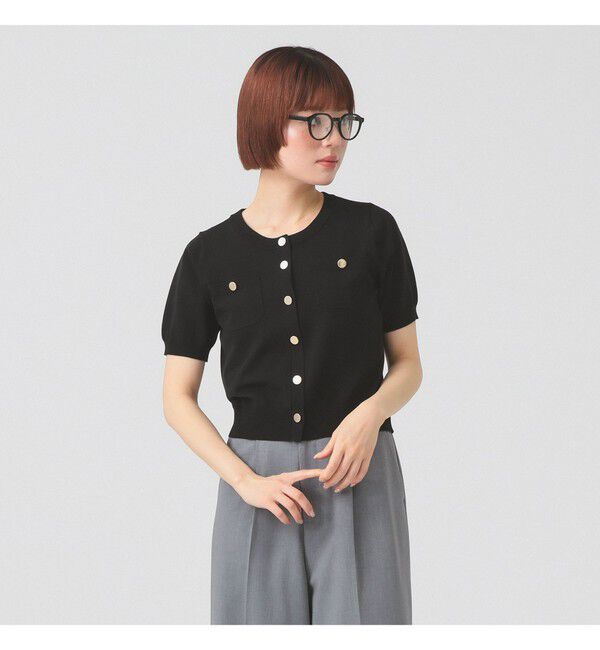 Ray BEAMS 「メタルボタン ハーフスリーブ カーディガン」|ニット・セーター|BLACK