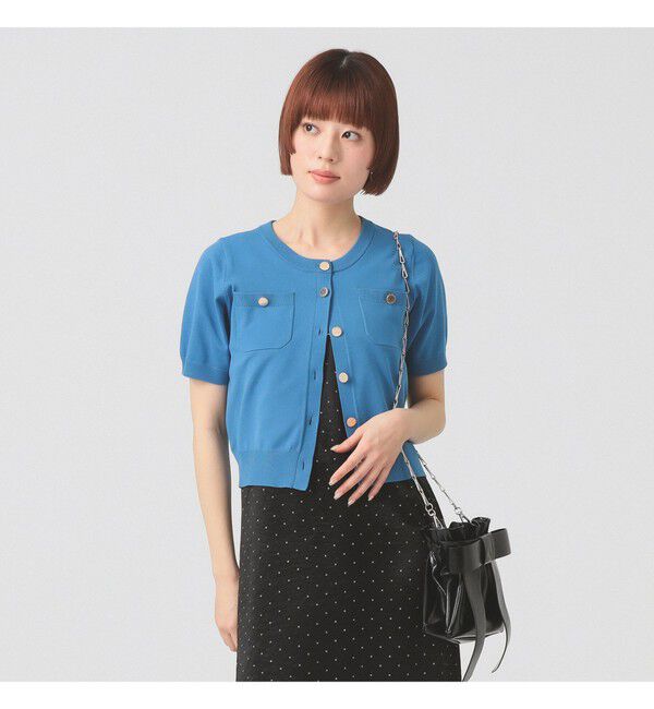 Ray BEAMS 「メタルボタン ハーフスリーブ カーディガン」|ニット・セーター|BLUE