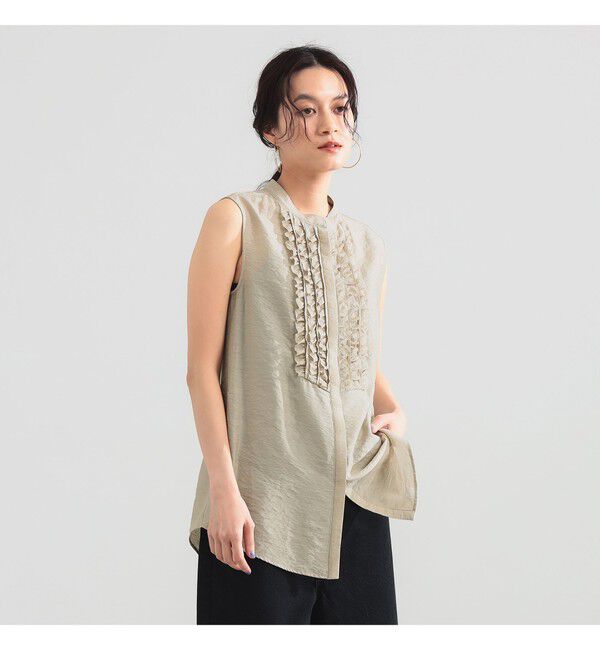 Demi-Luxe BEAMS 「レーヨンリネン フリルヨーク ブラウス」|シャツ・ブラウス|BEIGE