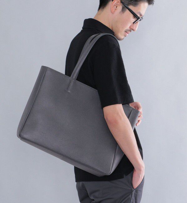 SHIPS「SHIPS: スマート レザー トートバッグ」|トートバッグ|ダークグレー