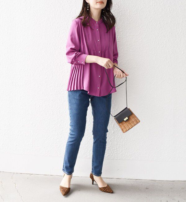 SHIPS for women「【WEB限定】〈手洗い可能〉ストレッチ ジョーゼット プリーツ ブラウス」|シャツ・ブラウス|