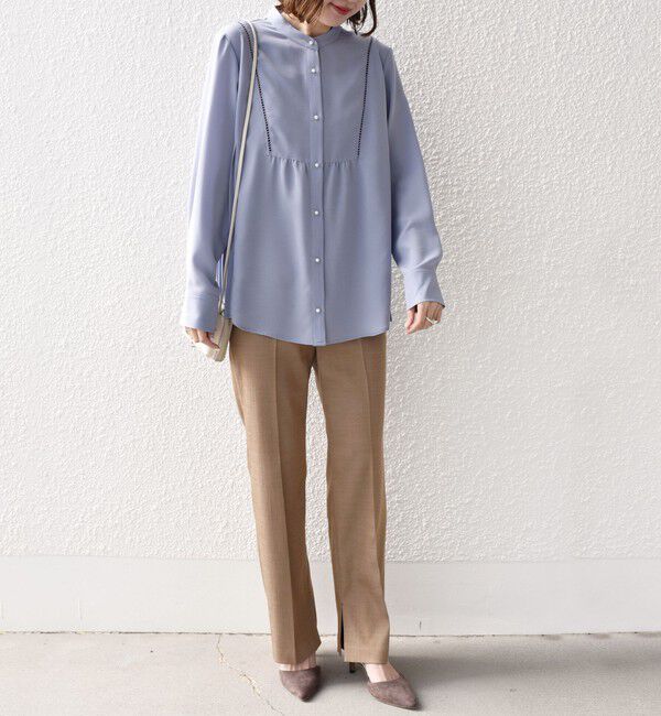 SHIPS for women「【WEB限定】〈手洗い可能〉ストレッチ ジョーゼット プリーツ ブラウス」|シャツ・ブラウス|