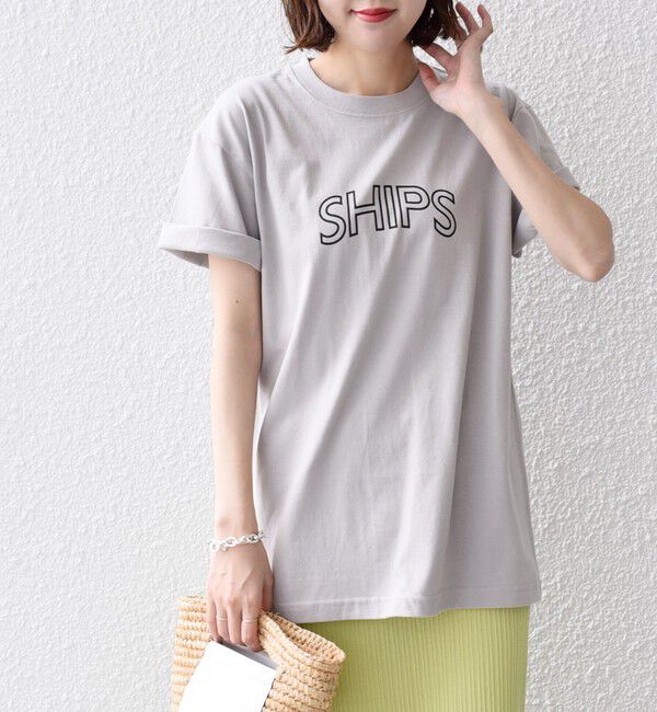 SHIPS for women「《一部追加予約》【WEB限定】 SHIPS ラウンド プリント ロゴ TEE」|Tシャツ・カットソー|