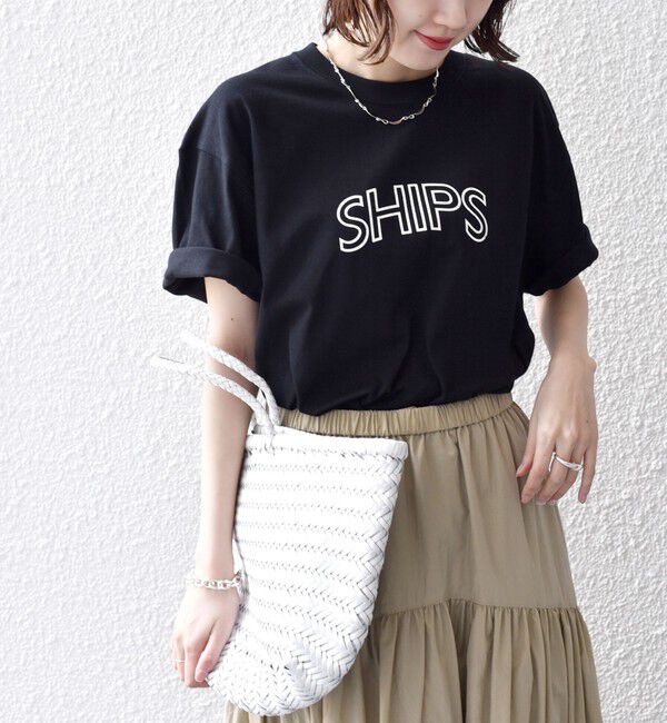 SHIPS for women「《一部追加予約》【WEB限定】 SHIPS ラウンド プリント ロゴ TEE」|Tシャツ・カットソー|