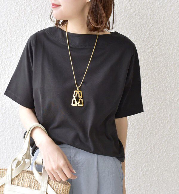 SHIPS for women「《予約》【WEB限定】〈ネックが選べる2サイズ展開〉オーガニックコットン バリエーションネック TEE」|Tシャツ・カットソー|ブラック