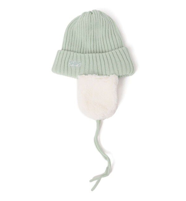 SHIPS KIDS「SHIPS KIDS:フェイクファー フラップ ワッチ」|ニット帽|ミント