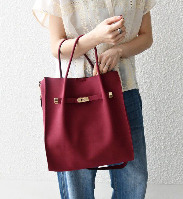 SHIPS any「《一部追加予約》SHIPS any: A4 メタル フィッティング トート バッグ」|トートバッグ|ワイン