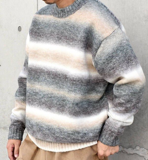 SHIPS any「SHIPS any: 〈手洗い可能〉ランダム グラデーション カラー クルーネック ニット◇」|ニット・セーター|