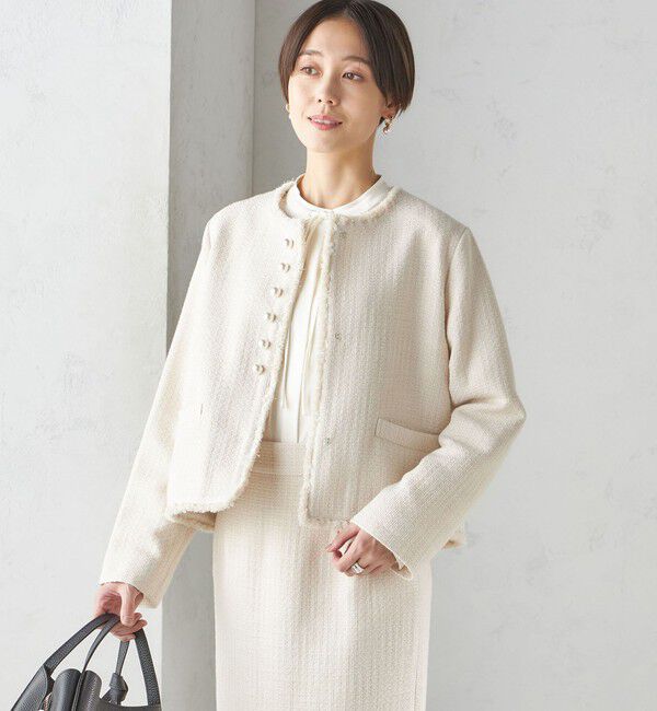 SHIPS for women「〈セレモニー対応可〉スラブ ツイード ノーカラー ジャケット（セットアップ対応）」|ノーカラージャケット|
