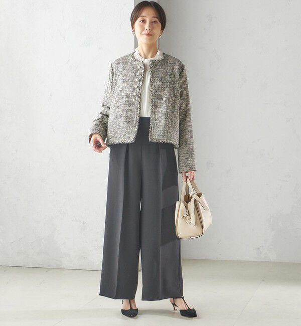 SHIPS for women「〈セレモニー対応可〉スラブ ツイード ノーカラー ジャケット（セットアップ対応）」|ノーカラージャケット|