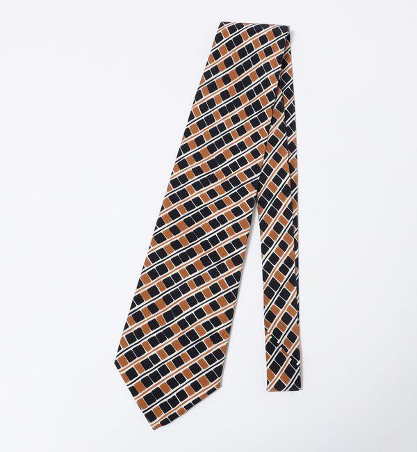 SHIPS「Fratelli Luigi: スクエア ストライプ プリント ネクタイ」|ネクタイ・蝶ネクタイ|ブラウン