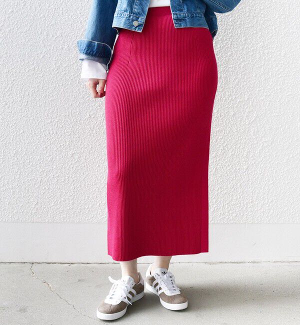 SHIPS for women「【WEB限定】〈手洗い可能〉ラメ リブ ニット スカート」|スカート|ピンク系