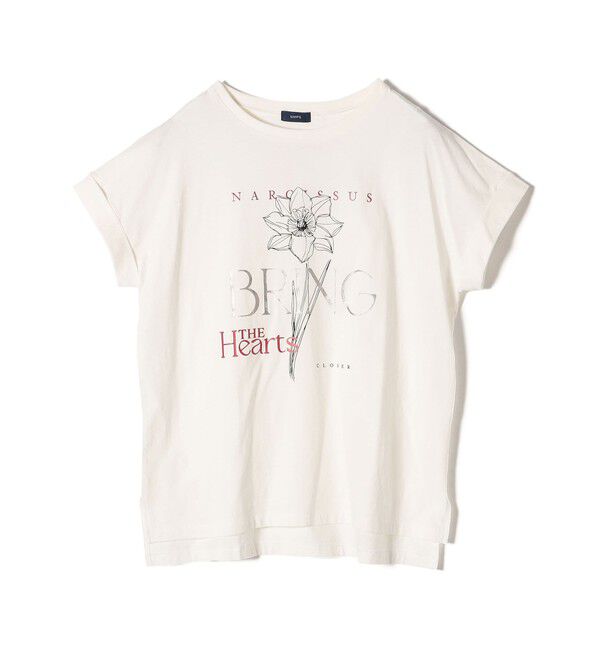 SHIPS for women「【WEB限定】〈手洗い可能〉フラワー 箔 プリント ロゴ TEE」|Tシャツ・カットソー|