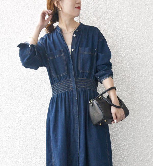 SHIPS any「SHIPS any: シャーリング デニム ポケット ワンピース ［SHIPS any DENIM］」|ワンピース|
