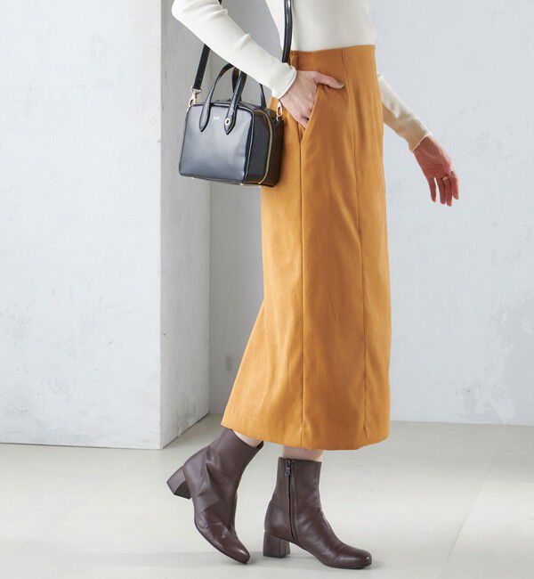SHIPS for women「〈手洗い可能〉フェイク スエード (ポリエステル) タイト スカート」|タイト|キャメル