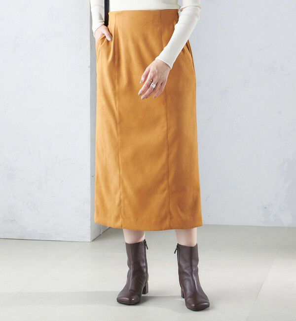 SHIPS for women「〈手洗い可能〉フェイク スエード (ポリエステル) タイト スカート」|タイト|
