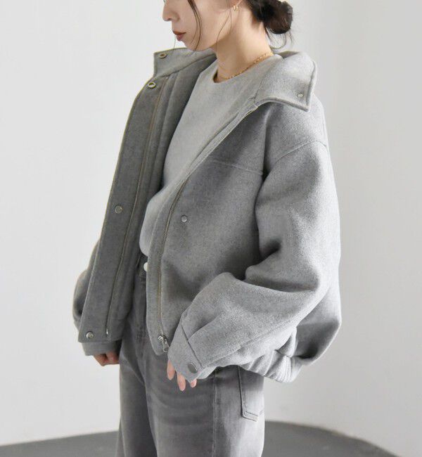 quaranciel「quaranciel: メルトン スタンドカラー ジップ ブルゾン コート」|ブルゾン・スタジャン|