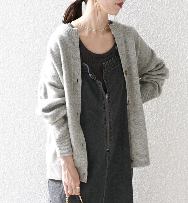 SHIPS any「SHIPS any:〈手洗い可能〉AQUA カシミヤ ミックス スキッパー カーディガン」|カーディガン|