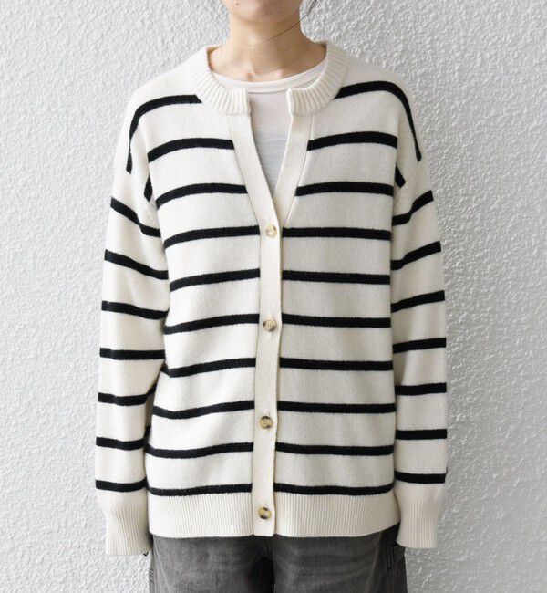 SHIPS any「SHIPS any:〈手洗い可能〉AQUA カシミヤ ミックス スキッパー カーディガン」|カーディガン|