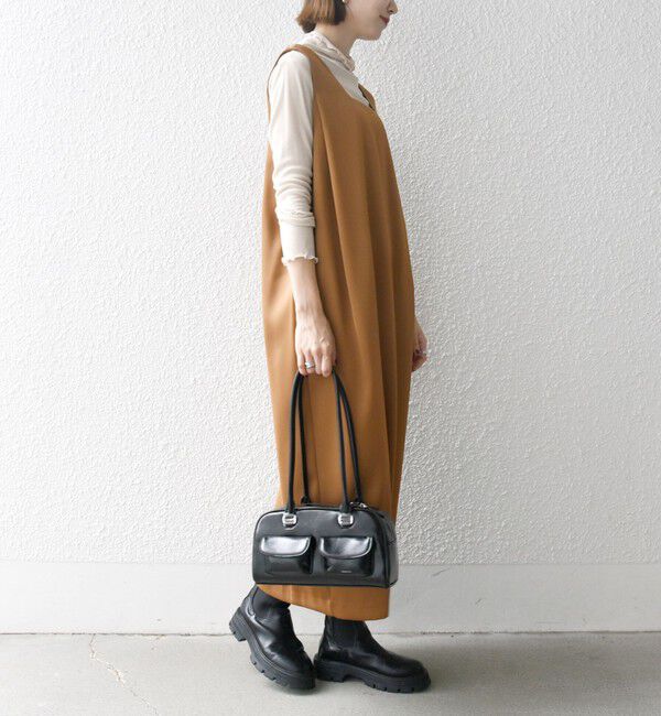 SHIPS any「SHIPS any:〈手洗い可能〉サテン スクエアネック ロング ワンピース」|ワンピース|