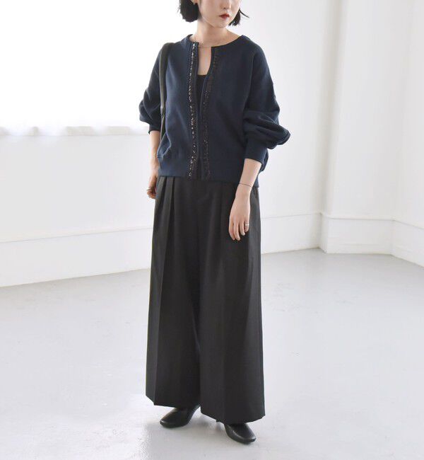 quaranciel「quaranciel:〈手洗い可能〉スパンコール テープ スウェット カーディガン」|カーディガン|