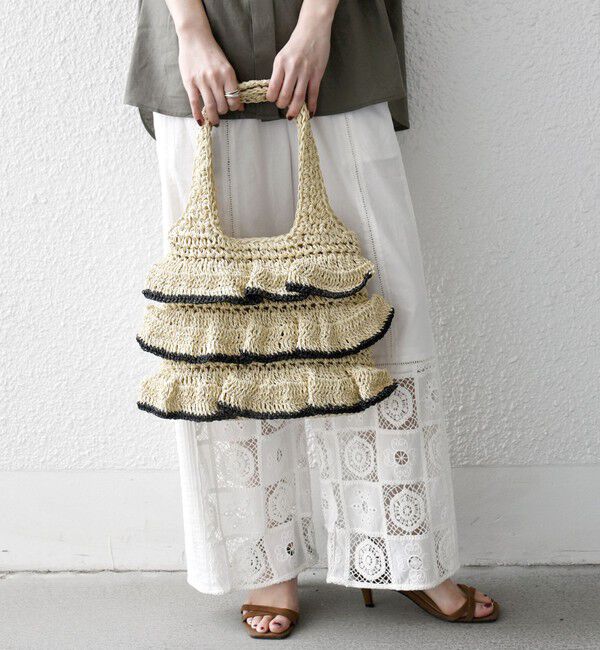 SHIPS any「【WEB限定】SHIPS any: バイカラー フリル ペーパー トート バッグ」|トートバッグ|