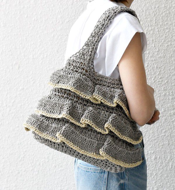 SHIPS any「【WEB限定】SHIPS any: バイカラー フリル ペーパー トート バッグ」|トートバッグ|