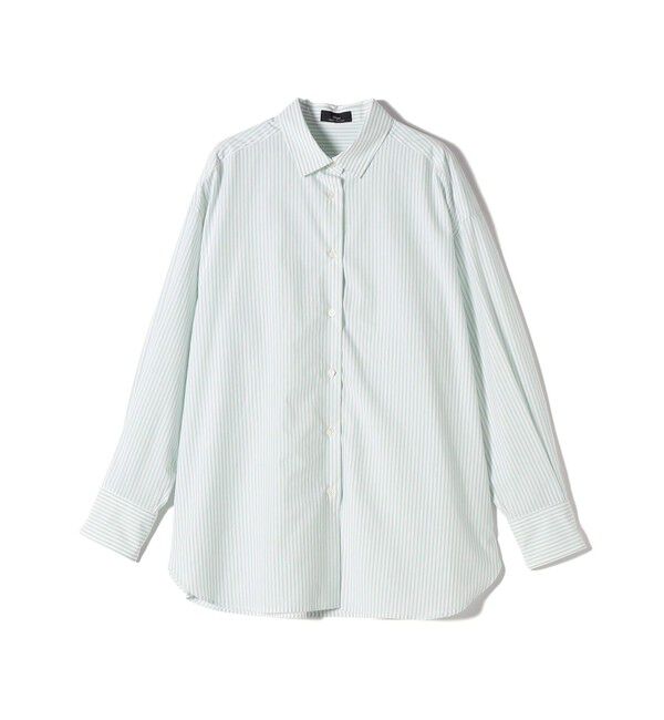 SHIPS for women「SHIPS Primary Navy Label:コットン タイプライター ビッグ シャツ」|シャツ・ブラウス|ライム