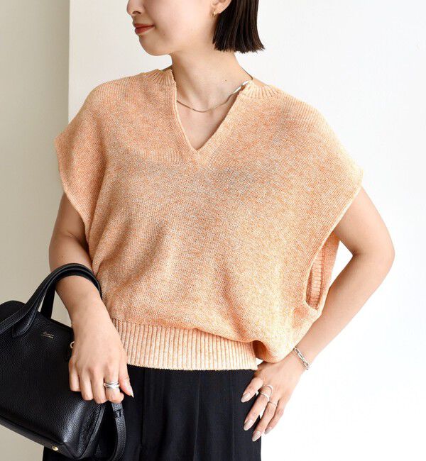 SHIPS for women「〈手洗い可能〉ポリエステル 麻 スキッパー プルオーバー」|プルオーバー|オレンジ