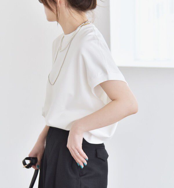 quaranciel「quaranciel:〈洗濯機可能〉ライト ポンチ コンパクト フレンチスリーブ TEE」|Tシャツ・カットソー|