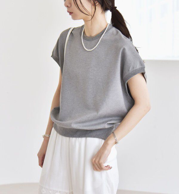 quaranciel「quaranciel:〈洗濯機可能〉ライト ポンチ コンパクト フレンチスリーブ TEE」|Tシャツ・カットソー|