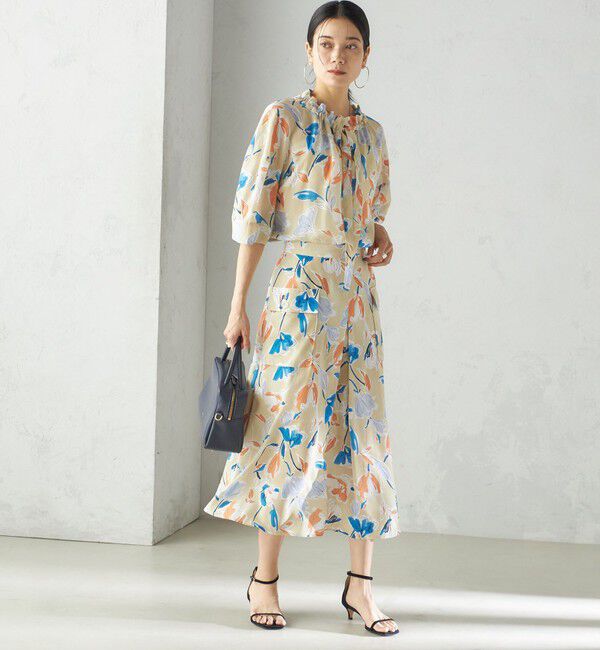 SHIPS for women「IPEKER 花柄 フリル ネック リボン 半袖 ブラウス」|シャツ・ブラウス|