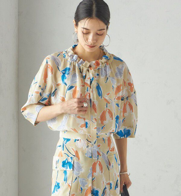 SHIPS for women「IPEKER 花柄 フリル ネック リボン 半袖 ブラウス」|シャツ・ブラウス|