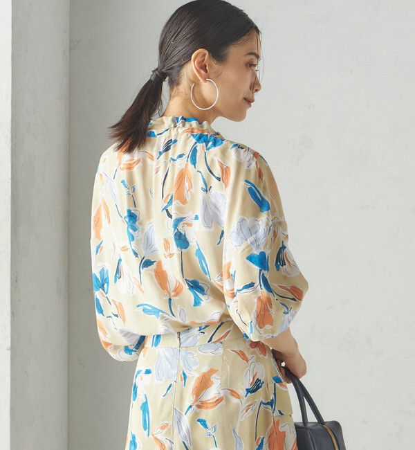 SHIPS for women「IPEKER 花柄 フリル ネック リボン 半袖 ブラウス」|シャツ・ブラウス|