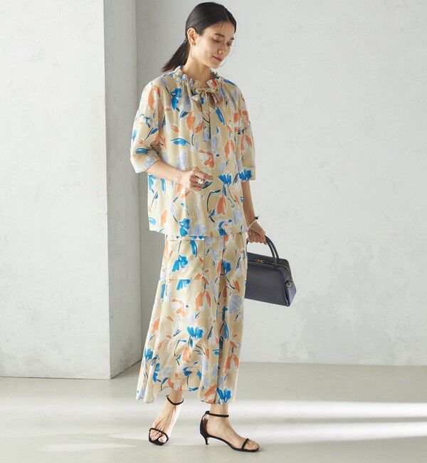 SHIPS for women「IPEKER 花柄 フリル ネック リボン 半袖 ブラウス」|シャツ・ブラウス|