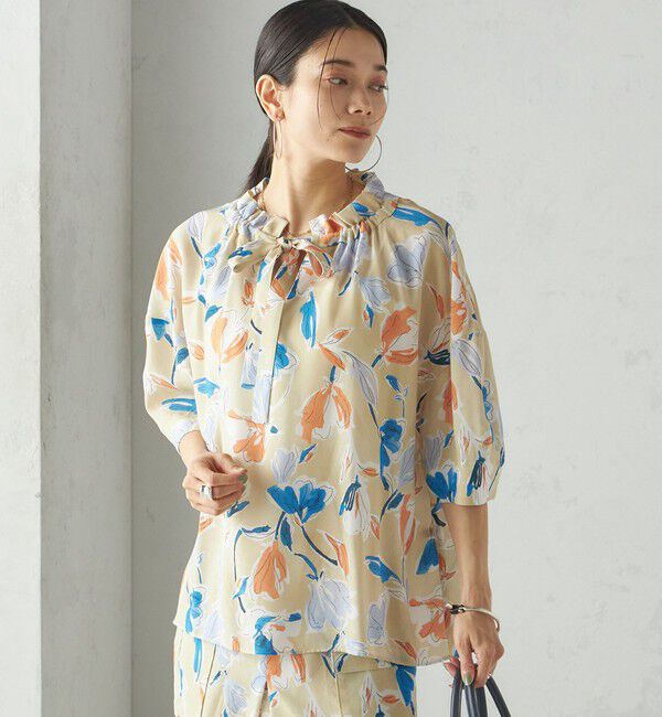 SHIPS for women「IPEKER 花柄 フリル ネック リボン 半袖 ブラウス」|シャツ・ブラウス|