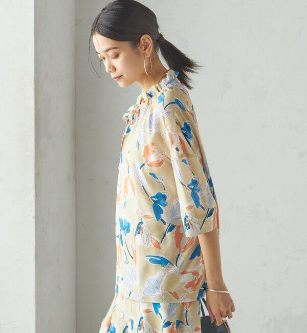 SHIPS for women「IPEKER 花柄 フリル ネック リボン 半袖 ブラウス」|シャツ・ブラウス|