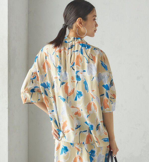 SHIPS for women「IPEKER 花柄 フリル ネック リボン 半袖 ブラウス」|シャツ・ブラウス|